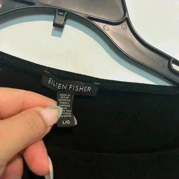 Eileen Fisher Womens Large Black Short Sleeve Basic Viscose/Spandex Tunic - Picture 2 of 4